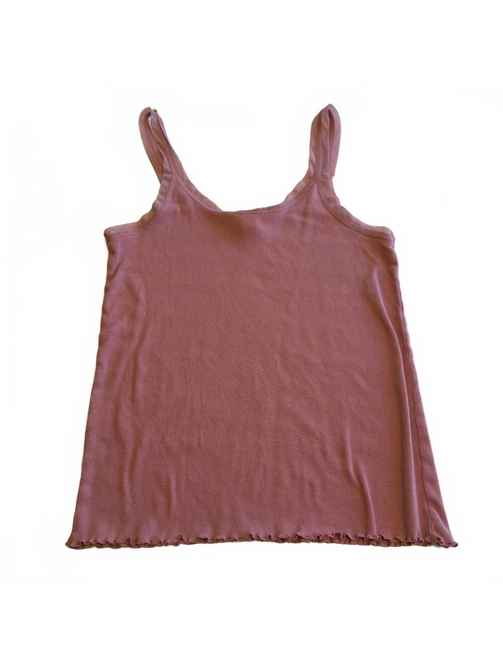Victoria's Secret Ribbed Cotton Modal Ruffle Hem Tank Top Women's XL Pink Girly - Picture 5 of 5